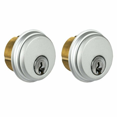 GLOBAL DOOR CONTROLS 1-5/32 in. Brass Keyed Alike Double Cylinder Mortise Lock for Adams Rite Type Storefront Door in Aluminum TH1100-BCX2AL